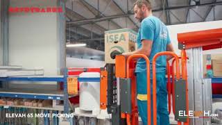 Elevah 65 MOVE picking önjáró személyemelő raktáráruházban munka közben - Novotransz Kft.