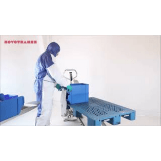 Rozsdamentes elektromos ollós raklapemelő + Level control, ergonómia EHL-Logitrans-Novotransz